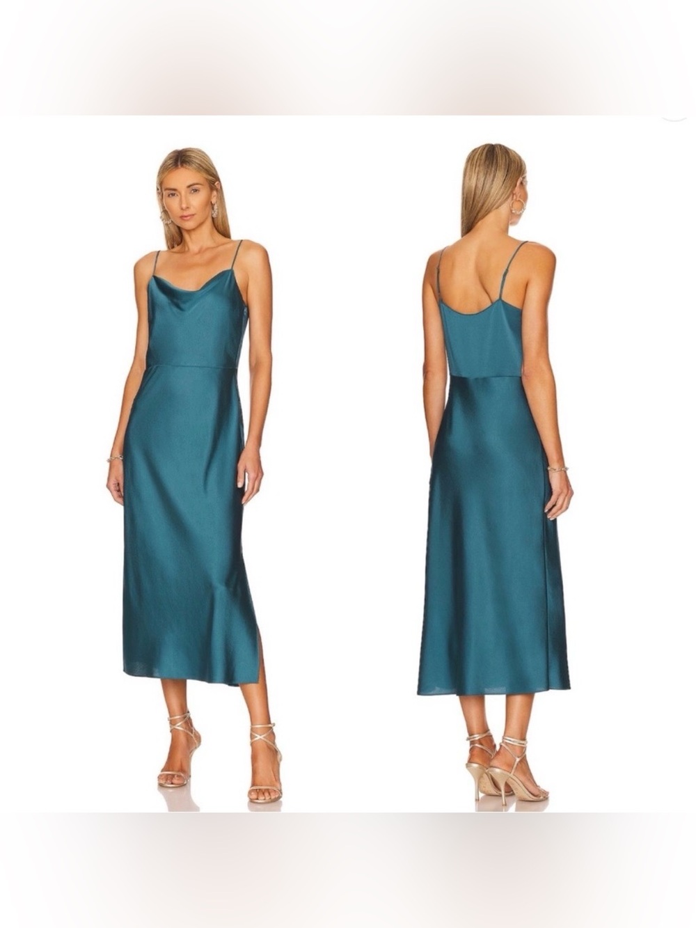 Vince Satin Cowl-Neck Midi Slip Dress